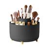 360° Rotating Makeup Organizer Cosmetic Storage with 5 Compartments Multi-Functional Holder for Brushes Stationery Unscented with Luxury Stripe Design