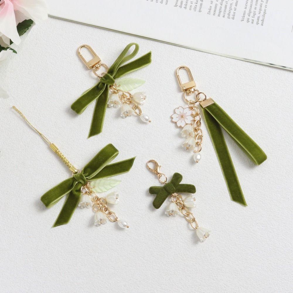Flores Convallariae Mobile Phone Lanyard Bag Accessory Ribbon Key Ring Korean Style Bag Pendant