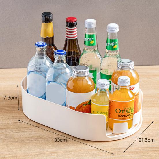 Fridge Storage Box Spice Rack 360-Degree Rotatable Design Large Capacity Transparent Turntable Condiment Organizer