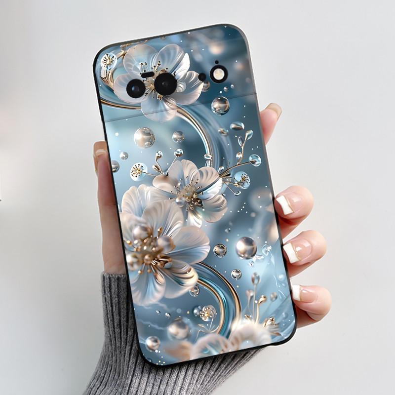 For Google Pixel 6 / Pixel 6 Pro Case Luxury Fashion Butterfly Flowers Black Soft TPU Silicone Back Cover Pixel6 6Pro Phone Case