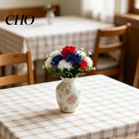 All-season Artificial Flowers Independence Day Memorial Red White Blue Patriotic Cemetery Flower Durable Fake Floral Bouquet 4th of July Faux