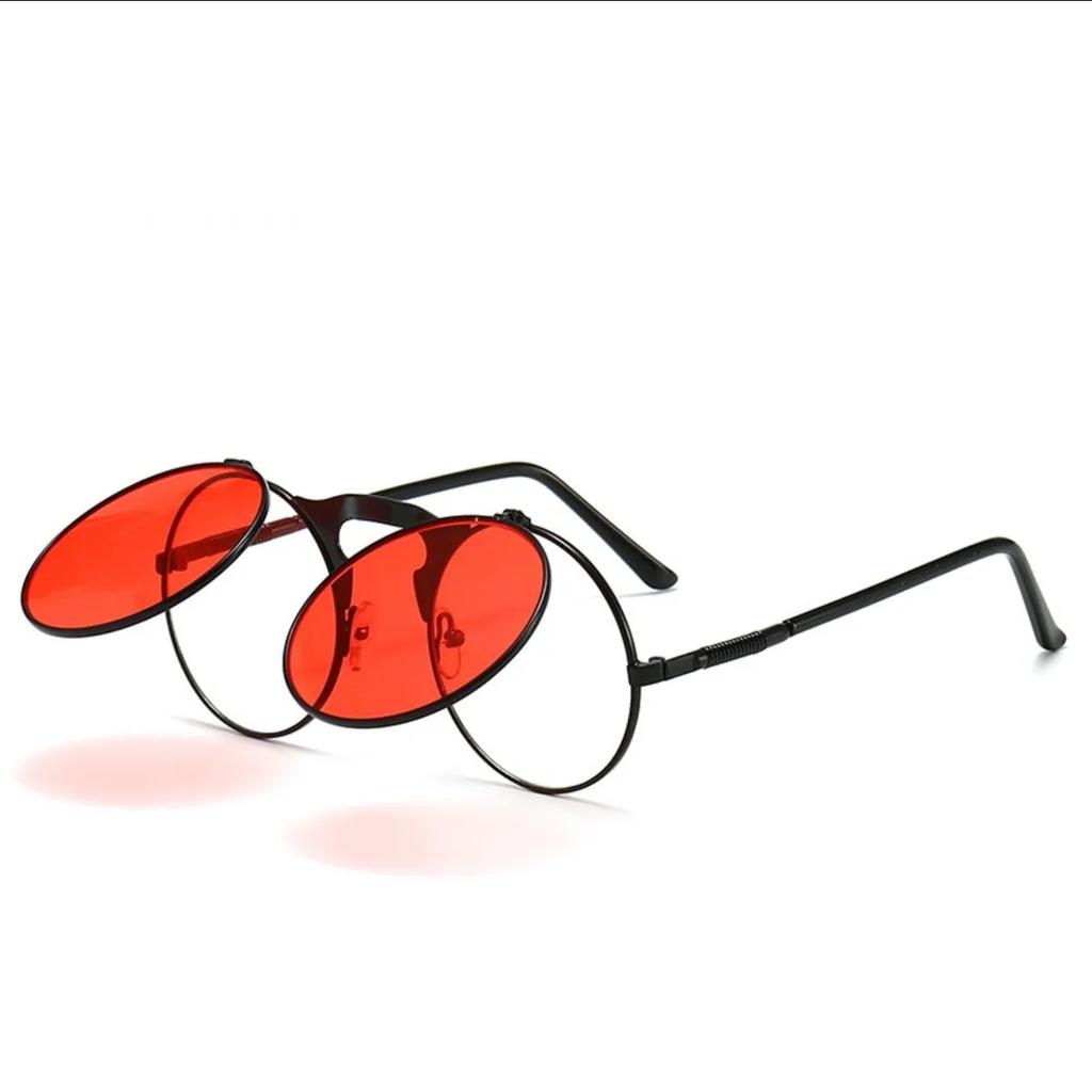 Складные солнцезащитные очки Стимпанк Складные Мужские и Женские Двойные Линзы Прозрачная Оправа из Сплава Очки Очки Тень UV400 Солнцезащитные очки