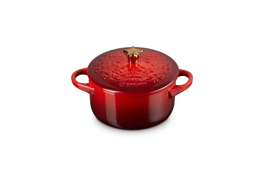 Le Creuset Mini Cocotte Stoneware Star Knob 24 oz Cerise