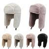Women Thick Faux Fur Hats Winter Warm Soft Plush Ear Protect Ski Caps Cotton Hats Outdoor Riding EMA