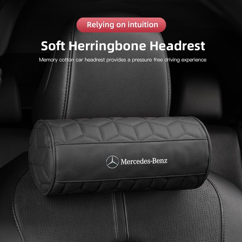 WLX4 For Mercedes Benz W210 W176 AMG CLS CLE CLA GLA GLB GLS Class Leather Car Seat Headrest Waist Rest Comfort Neck Pillow Interior