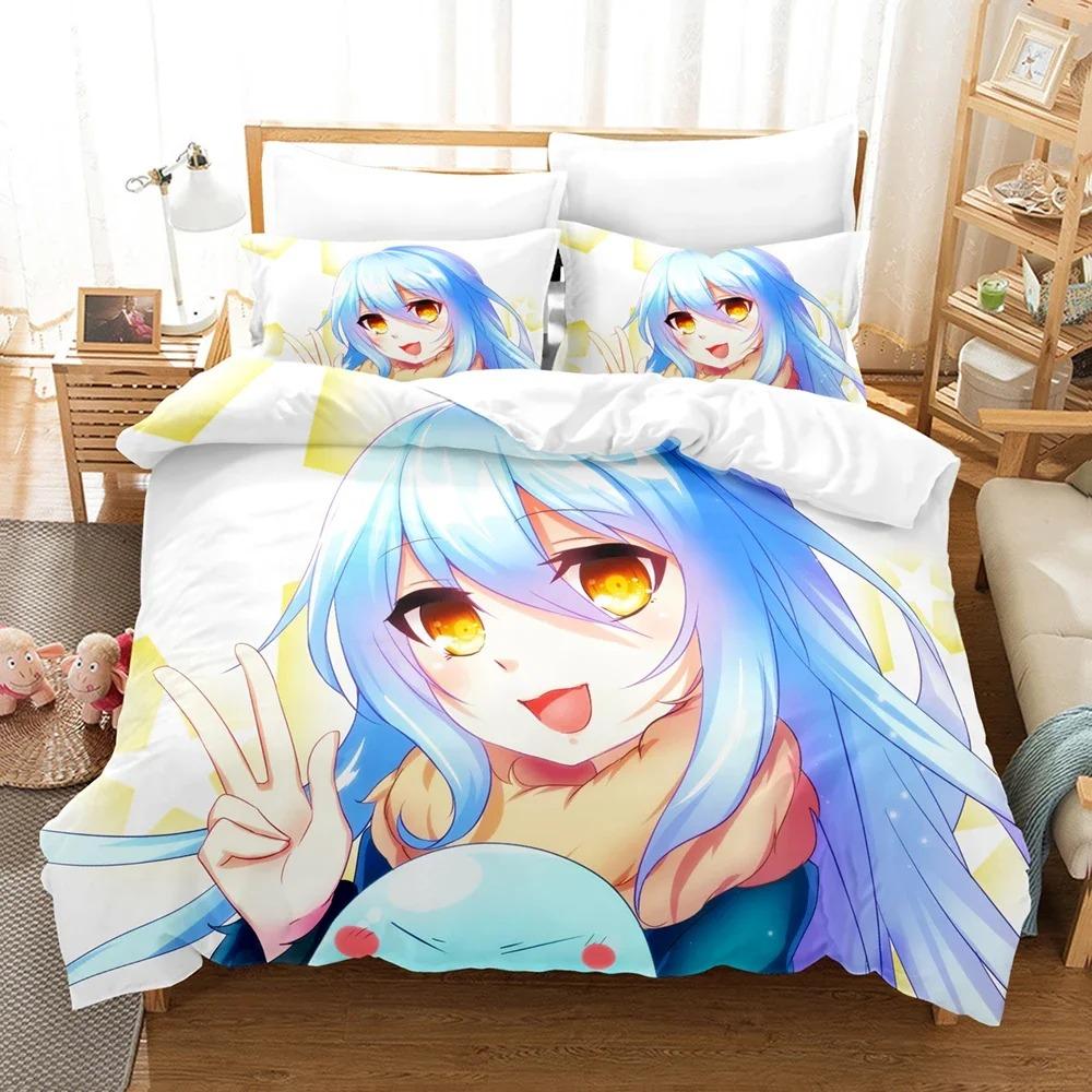 Комплект постельного белья с аниме «Когда я переродился в слизь» Rimuru Kids Gift Duvet Cover Pillowcases Queen King Single Size