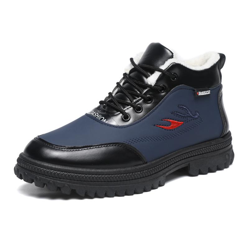 Зимние бархатные утепленные мужские хлопковые туфли холодостойкие и теплые туфли на мягкой подошве мужские зимние ботинки средней и высокой посадки кожаные хлопковые туфли