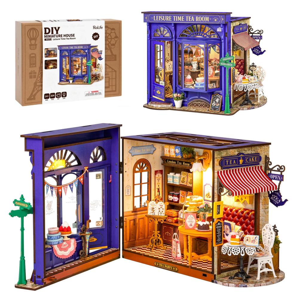 Миниатюрный дом Rolife Кукольный домик Десерт с открывающимся механизмом Сделай сам Ручная работа Интерьер кукольного домика Создает время для творчества Обучающий Идеально подходит для официального набора, Светодиод,