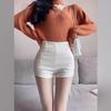 2025 Black PU Leather High Waist Slimming A-line Shorts for Women