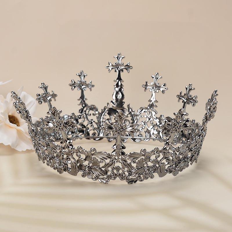 Retro Palace Crown Crown Baroque Iron Cross Decorative Crown High-end Headwear