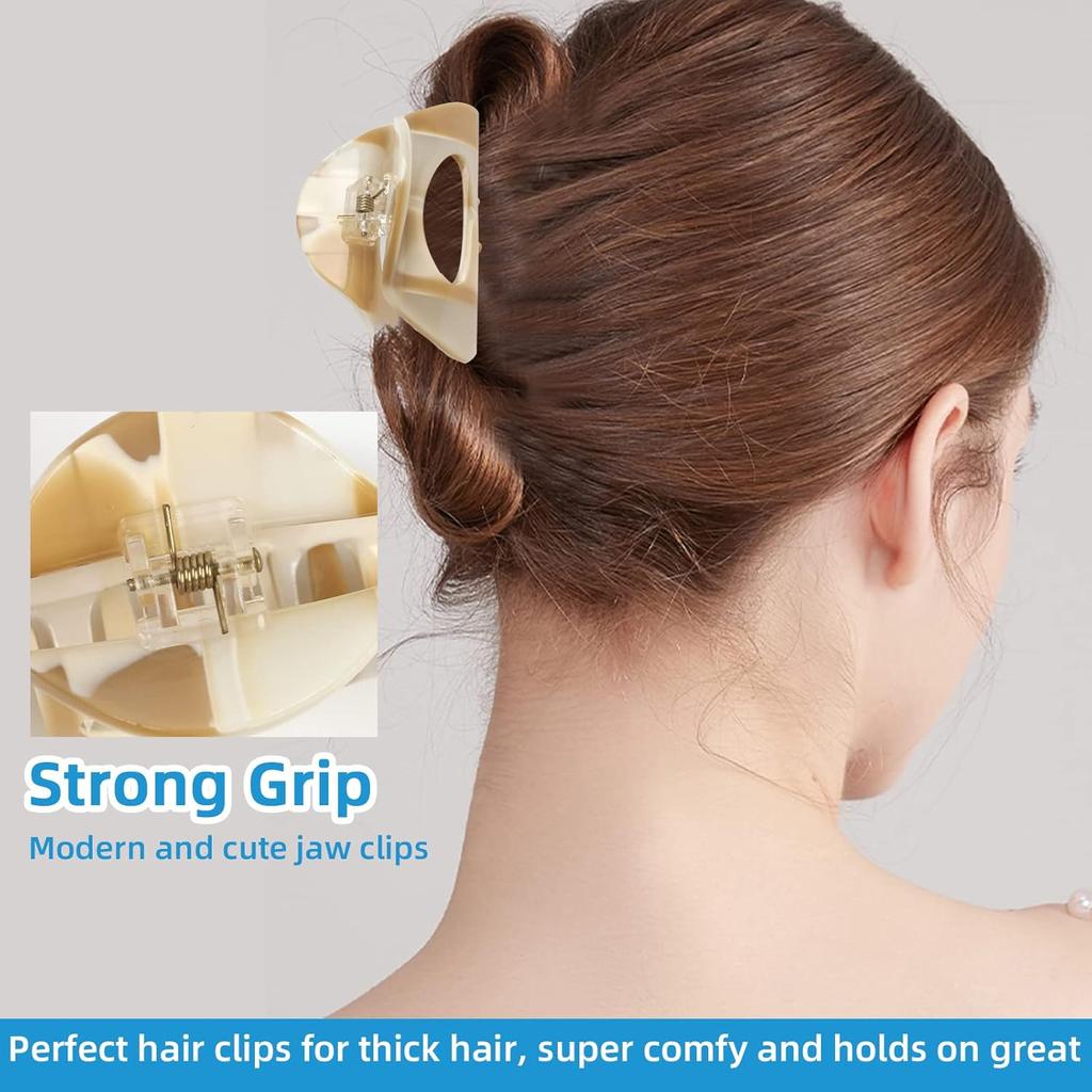 VinBee 3 PACK Hair Claw Clips, Cellulose Acetate Cutout Tortoise Shell Barrettes Claw Clips, Celluloid Leopard Print Stylish Hair Accessories for