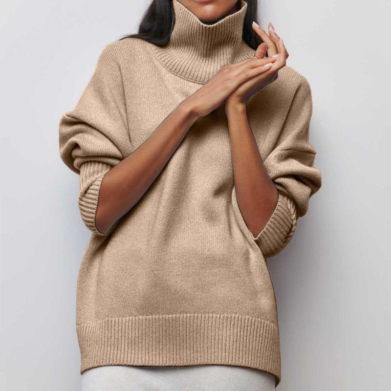 Women's new long-threaded sweater loose turtleneck autumn and winter knitted sweater
