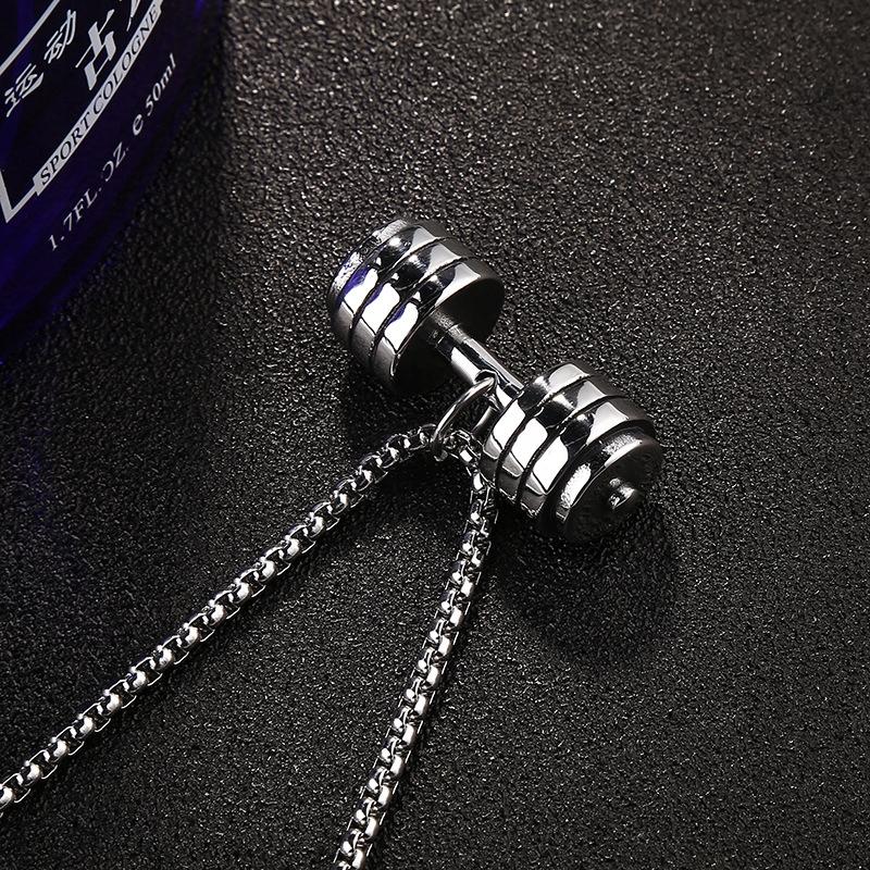 Silver Barbell Necklace, Dumbbell, Gym 360