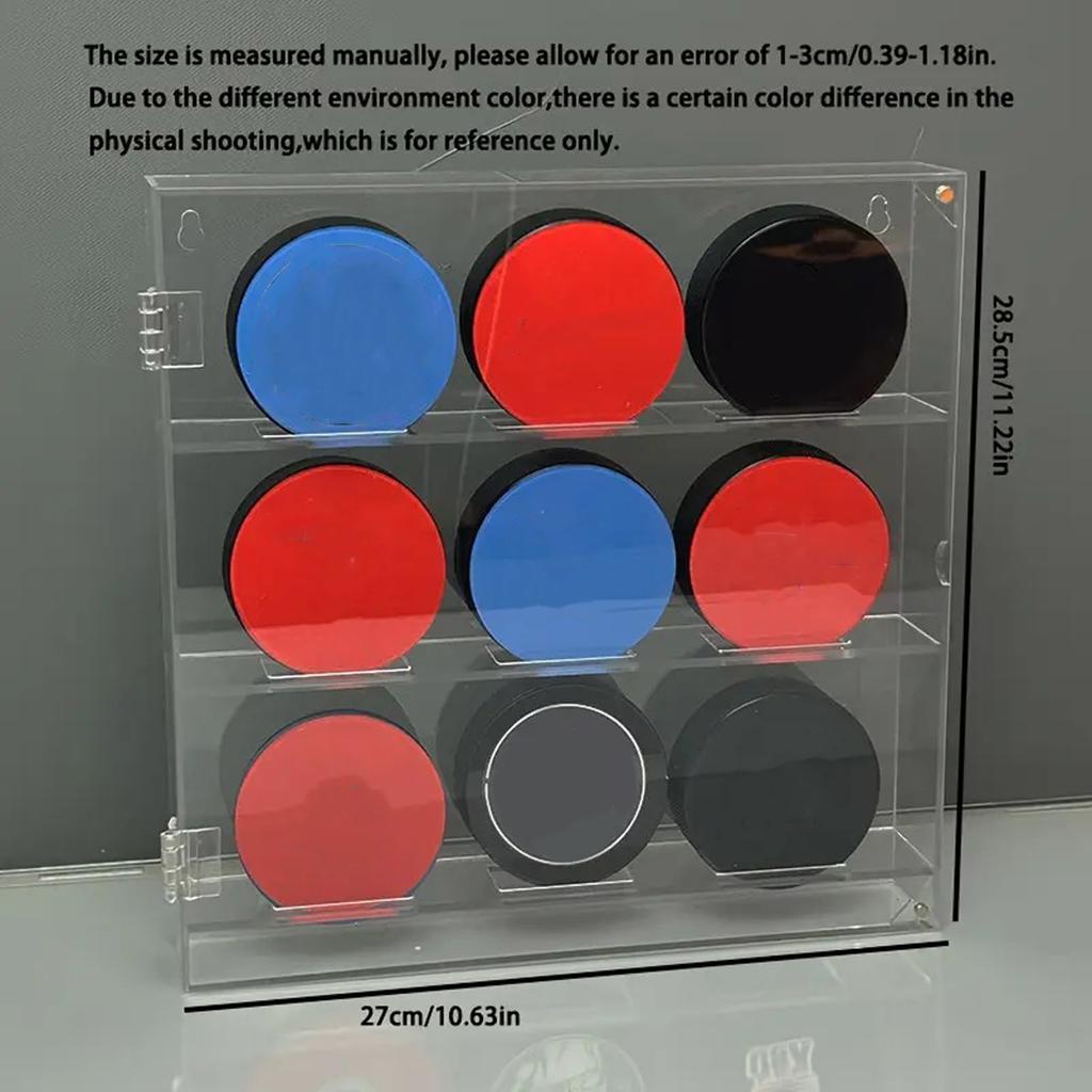 Ice Hockey Wall Mount Display Case Clear See Through Construction Dust Resistant Storage for Collectibles and Display