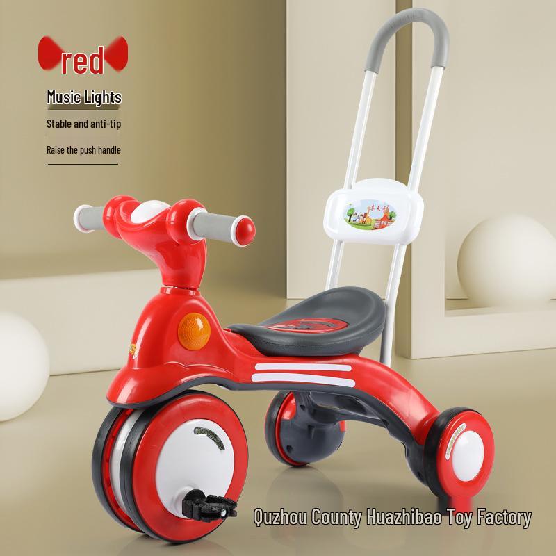 Lightweight Children's Tricycle with Music, Push Handle, and Pedals