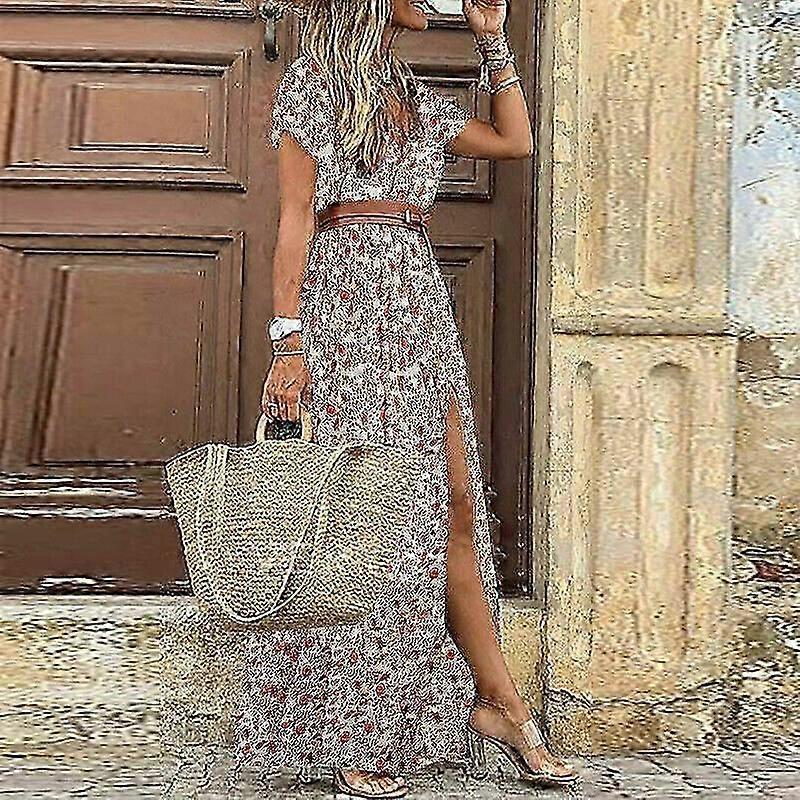 Women Summer Boho Ruffle Maxi Beach Dress Ladies Party Floral Long Sundress