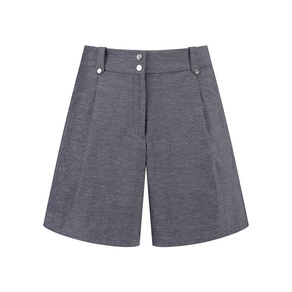 MALBON GOLF A-Line Linen Cotton Blend Half Pants Navy (Woman)
