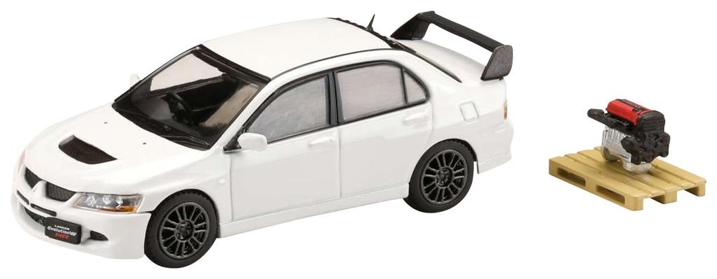 HJ64 Mitsubishi Lancer Evolution 8 MR GSR with Engine Display Model White Solid Finished Product 1/64