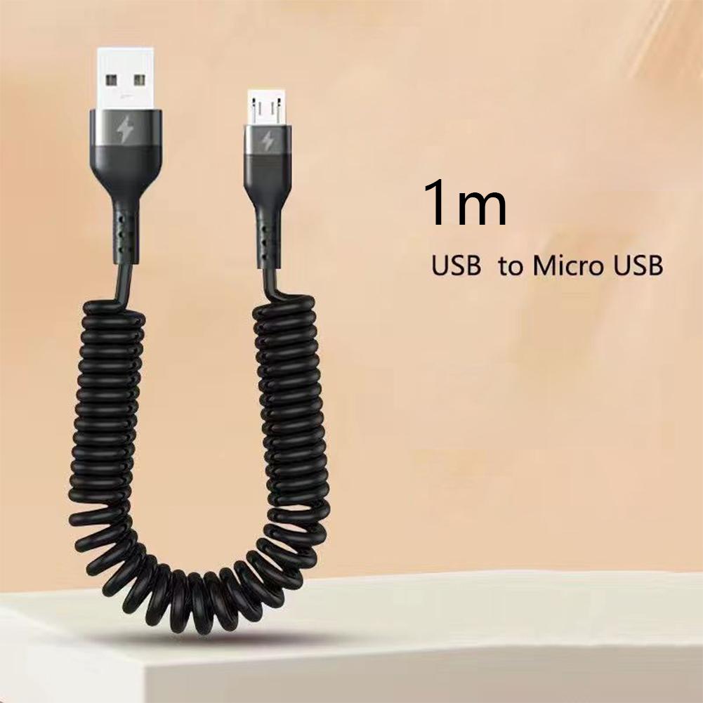 Spring Telescopic 100W 5A Fast Charging Type C Data Cable USB Micro Car Phone Charger for iPhone13 14 Pro Sumsung Xiaomi POCO