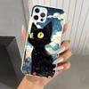 Аниме Милый Черный Кот Мяу Чехол для Телефона для Iphone 17 Air 16 15 Plus 14 13 Mini 12 11 Pro Max 16E 7 8 SE 2020 Мягкий Funda Печать Shel