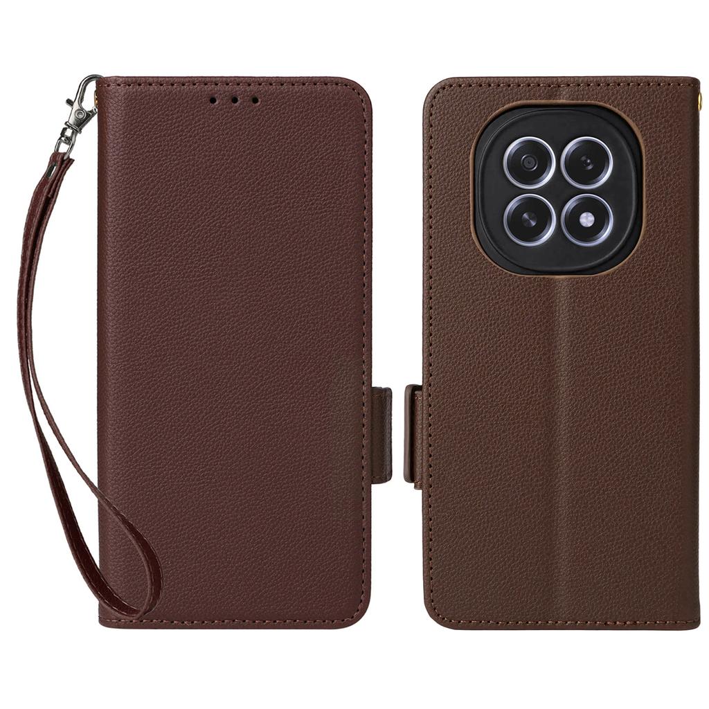 For Oppo F29 5G/A5 5G Case with Wrist Strap Litchi Texture PU Leather Wallet Phone Cover