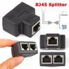 One To Two adapter For Ethernet Cable Splitter Rj45 8P8C PC Version Simultaneous Internet Access IPTV Broadband Three Way Conn