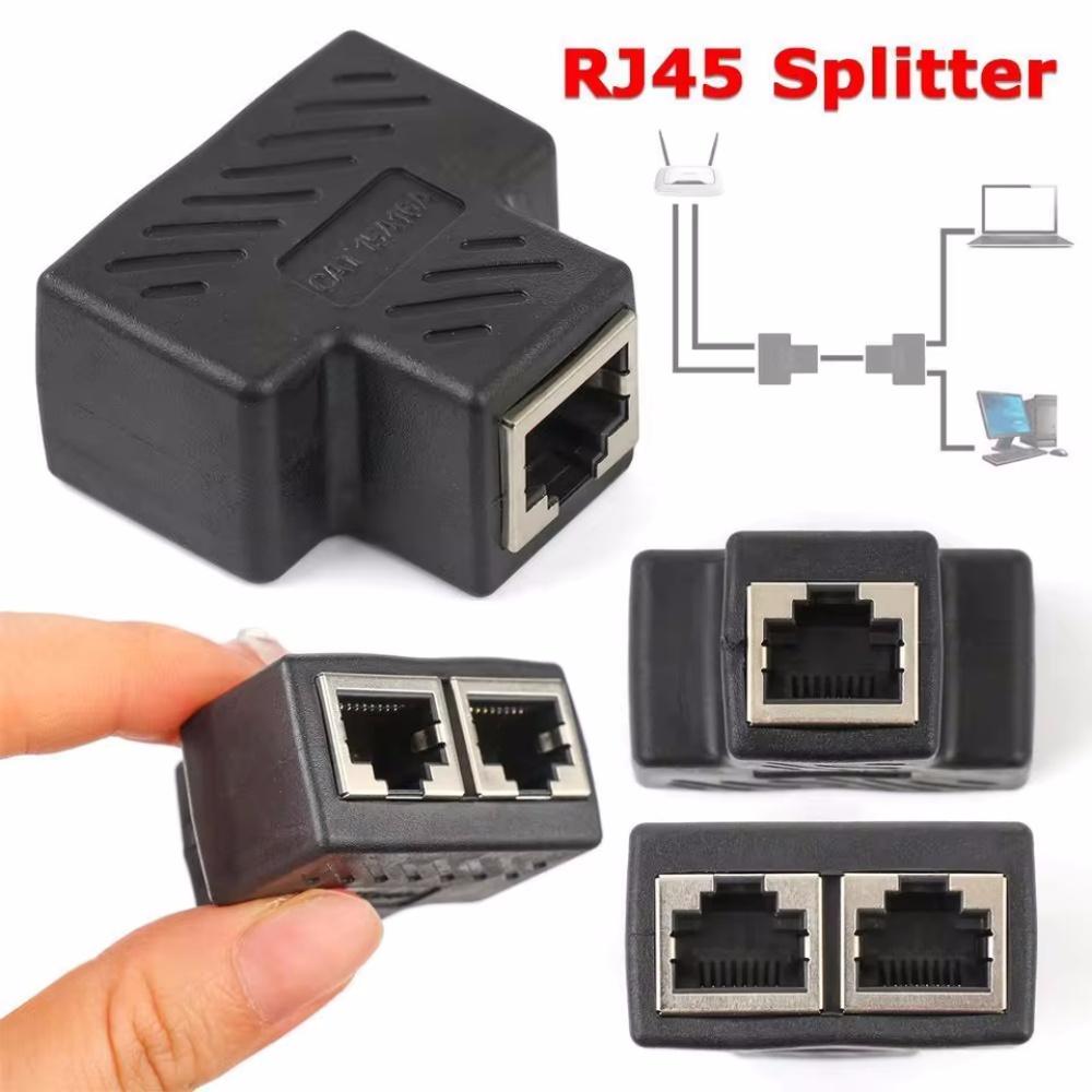 One To Two adapter For Ethernet Cable Splitter Rj45 8P8C PC Version Simultaneous Internet Access IPTV Broadband Three Way Conn