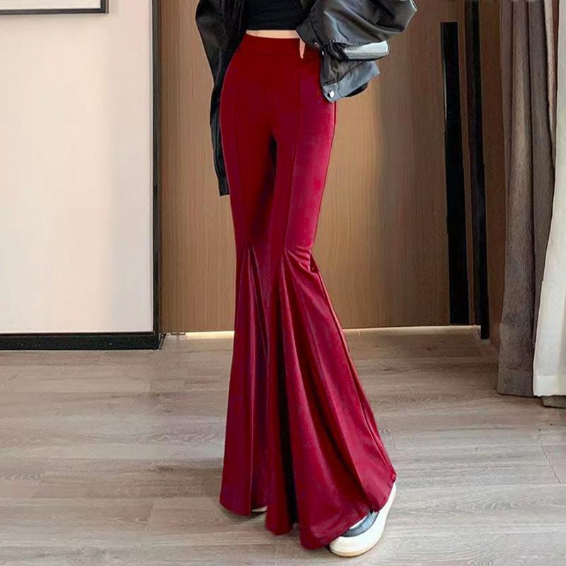 Женские брюки скинни драпированные однотонные прямые брюки с высокой талией повседневные расклешенные брюки