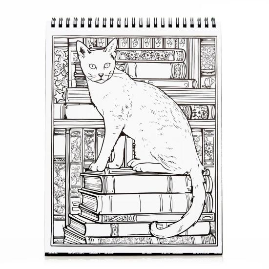 Раскраска «В ожидании ночи» Готика 30 перфорированных листов Драконы Кошки Спиральный переплет Портативная раскраска плотностью 160 г/м2 в картонной обертке