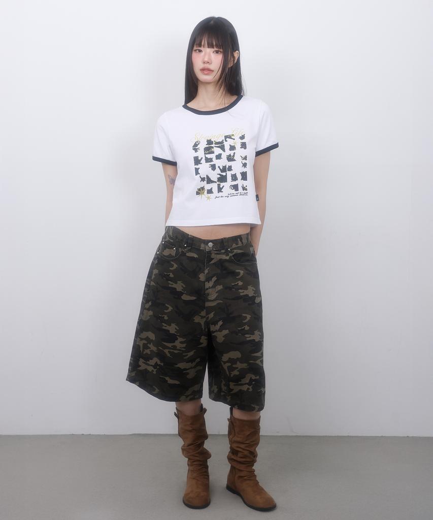 LMR Floral Logo Bermuda Pants Khaki