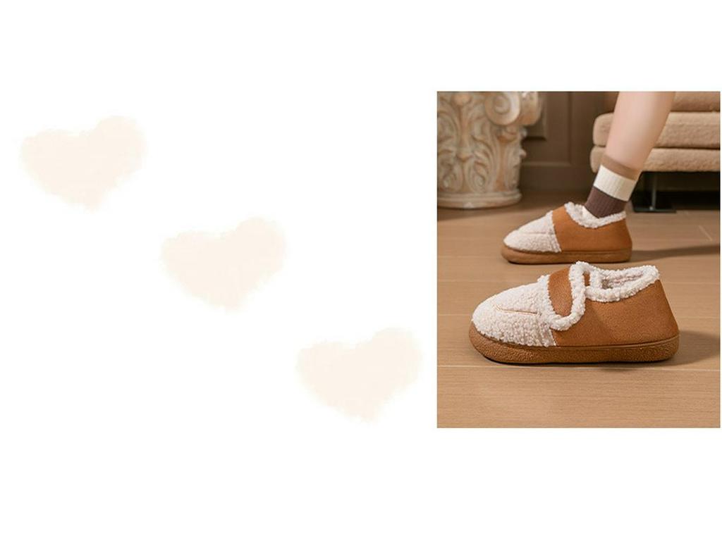 Женские зимние тапочки из хлопка на липучках в корейском стиле: Нескользящий, теплый, плюшевый ретро-меховой дизайн