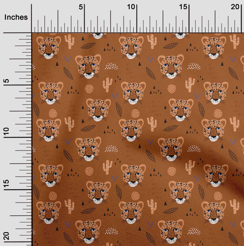 oneOone Cotton Flex Brown Fabric Kids Animal Diy Clothing Quilting Fabric Print Fabric By Yard 40 Inch