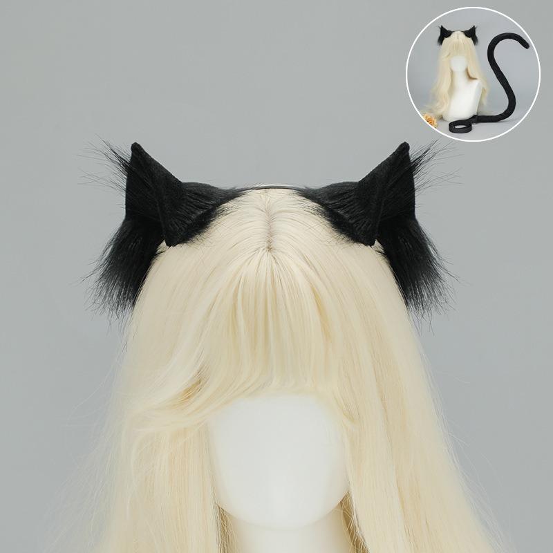Simulation animal ear cat ear headband handmade plush cos cat ear props Comic-Con headdress cat ear cat tail set