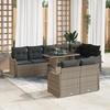 vidaXL 9-Piece Garden Sofa Set with Cushions In Grey Poly Rattan, vidaXL 2-Seater Garden Sofa with Cushions 3348485