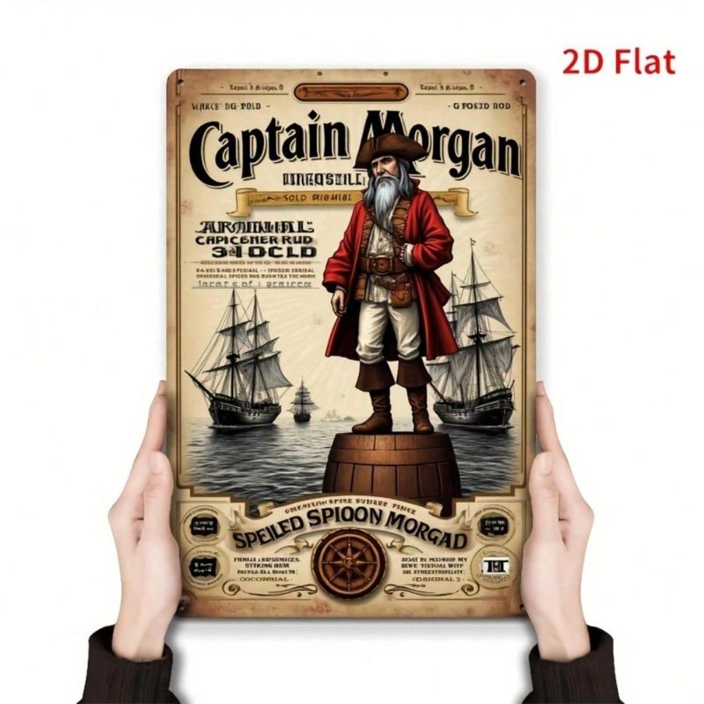 Винтажная металлическая табличка Captain Morgan Rum 8x12 дюймов Рустик Пиратский корабль Морской Декор Стены Железная Табличка