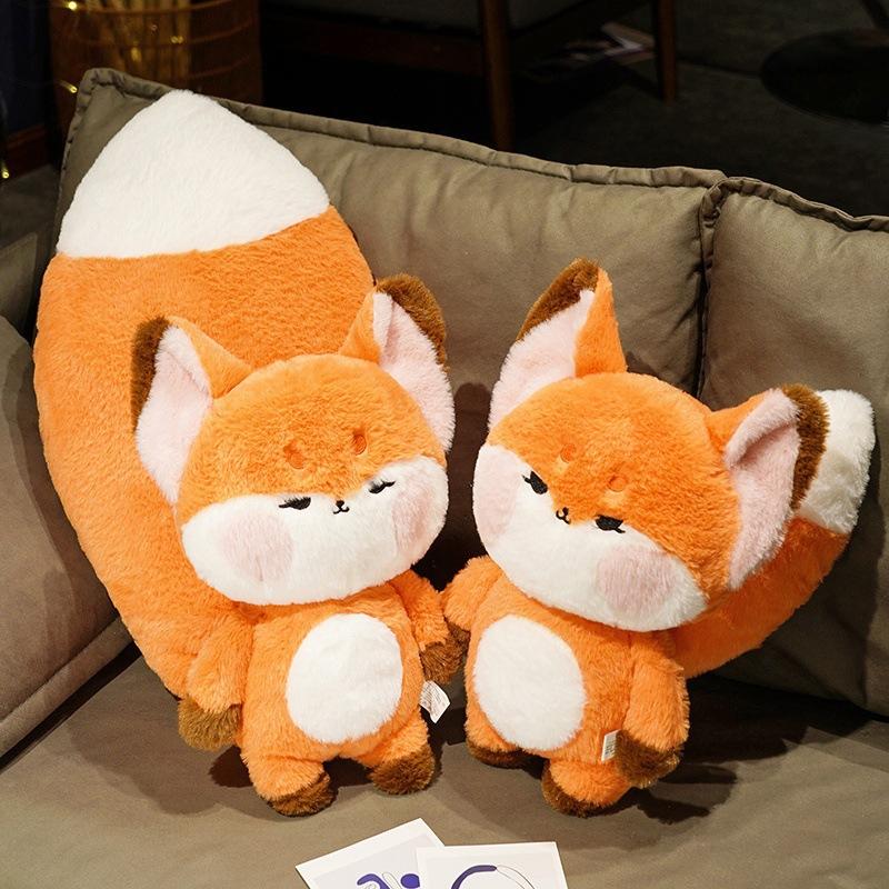 Cute Little Fox Plush Toy Doll Big Tail Fox Doll Birthday Gift Creative Throw Pillow