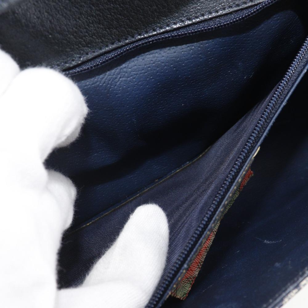 GUCCI Old Gucci Shoulder Bag 904.02.050 2-way clutch Gray / navy GG plus Women Used