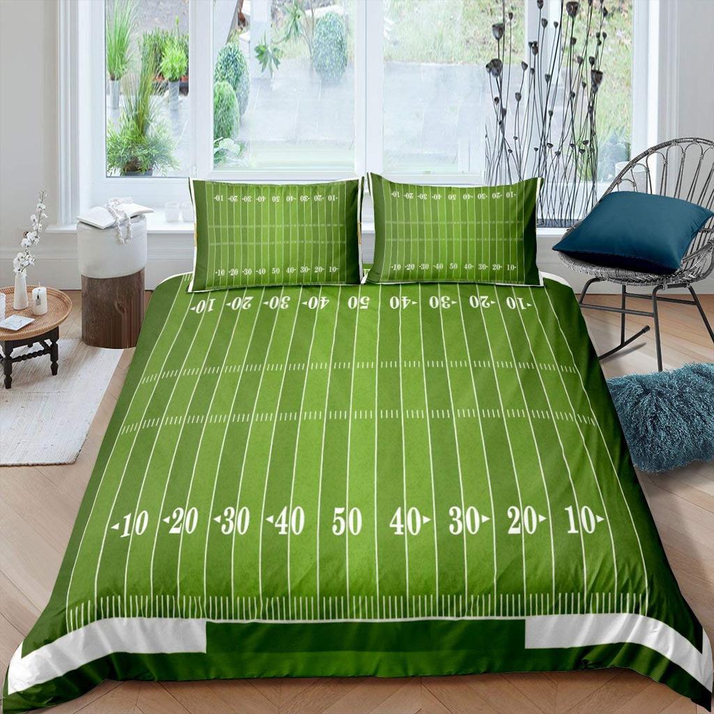 Зеленый футбольное поле King Queen пододеяльник футбольное поле одеяло покрывало мальчики мужчины спортивные игры комплект постельного белья полиэстер пододеяльник