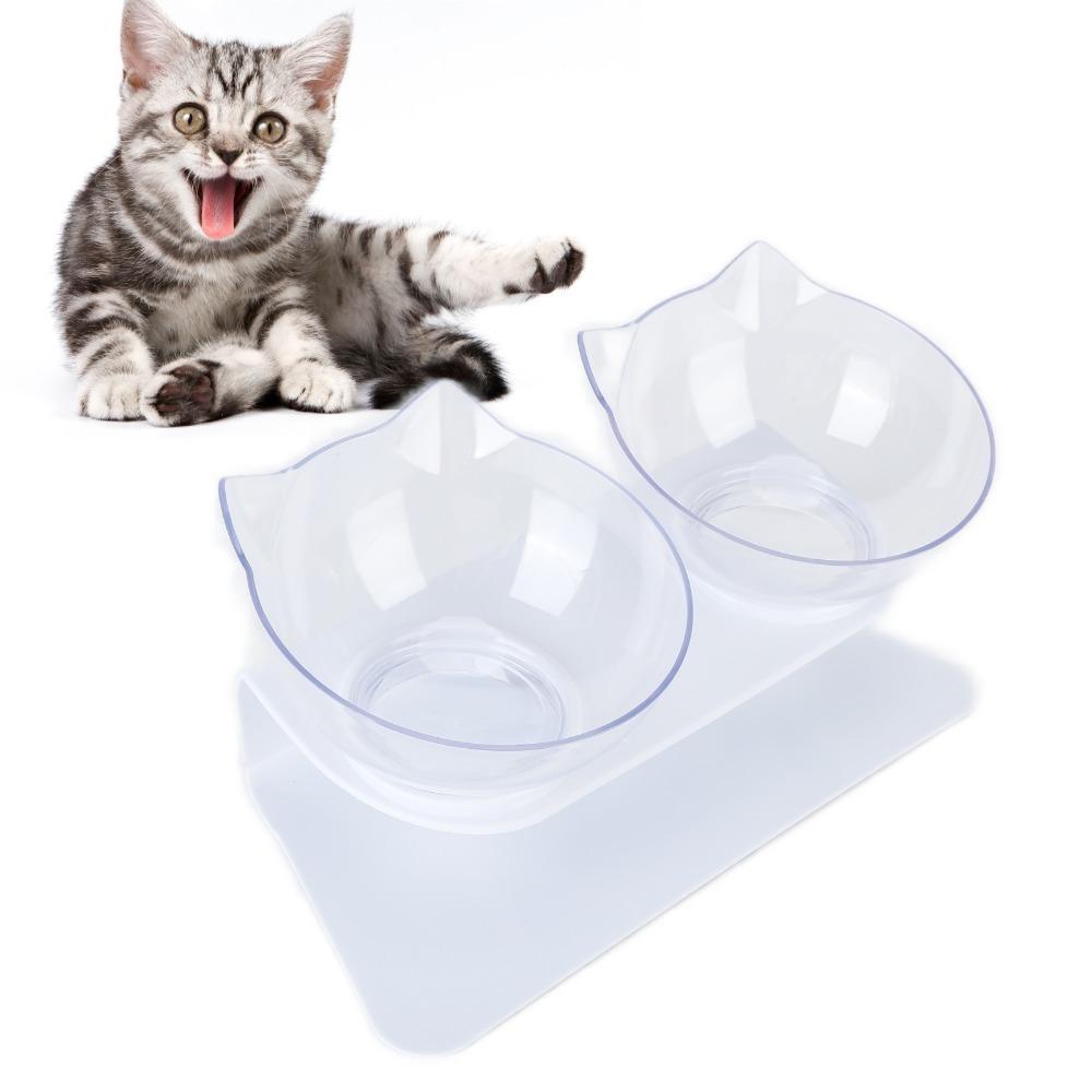 Transparent body Cat Feeding Bowl Slant mouth design Dog Food Bowl Puppy kitten use