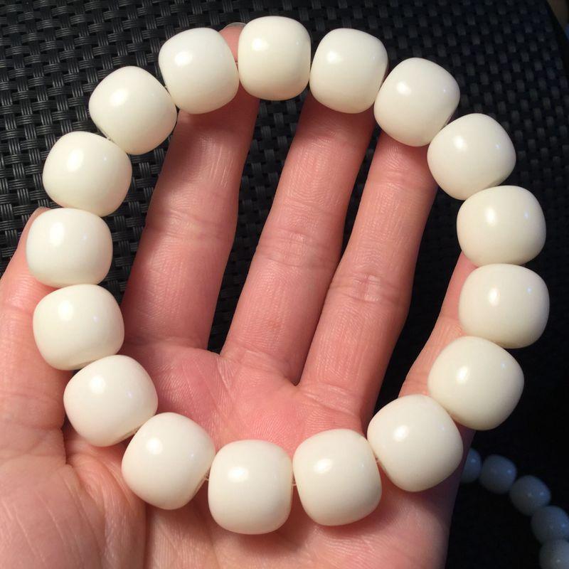 Натуральный белый нефрит Bodhi Old Bucket Bead Hand String Bodhi Son Buddha Bead Lucky Hand String