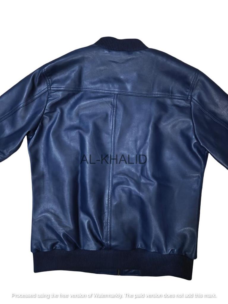 Мужская куртка Blue Bomber Handmade из натуральной овчины с полосками Мягкая стильная