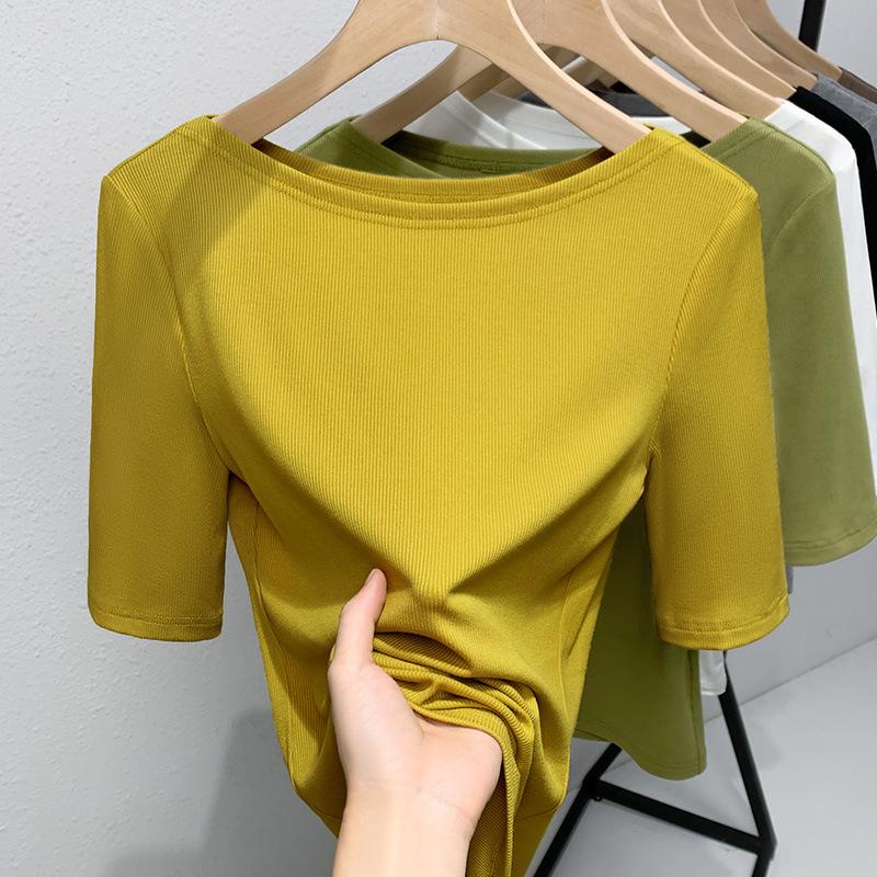 Футболка из модала с рукавами средней длины для женщин, новая осенняя женская верхняя белая базовая рубашка