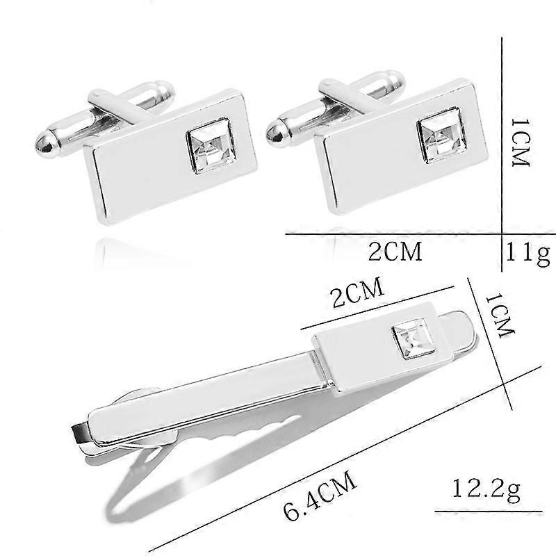 French style men's shirt cufflinks, simple and versatile geometric rhinestone tie clips, men's suit cufflinks B1243