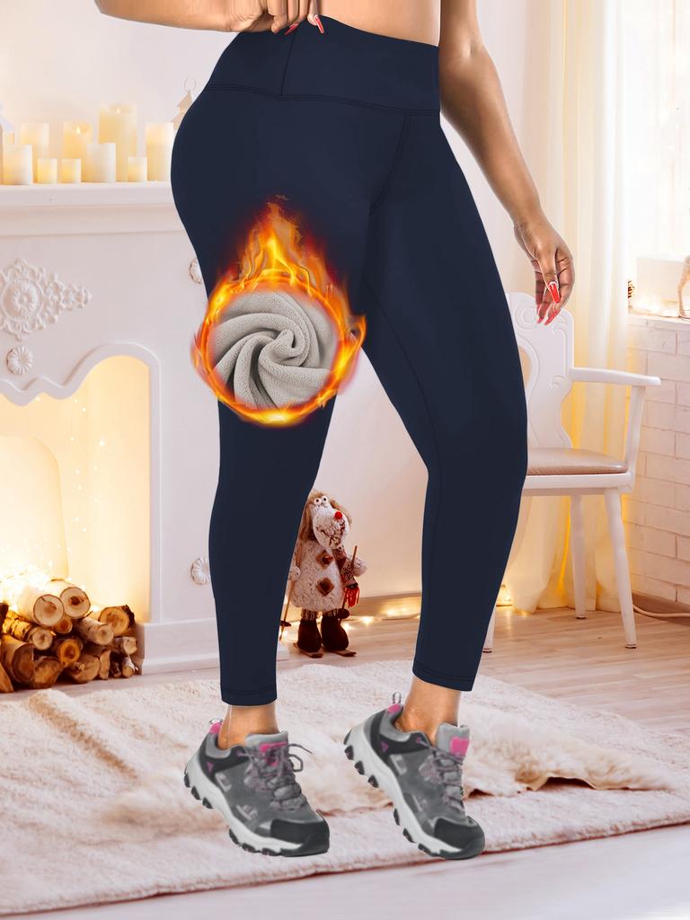 Кофейные флисовые зимние утепленные леггинсы большого размера для женщин с высокой талией и контролем живота, теплые осенне-зимние леггинсы