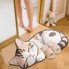 Floor Mat 3D Cartoon Cat Pattern Rug Non-Slip Backing Easy Maintenance Living Room Rug