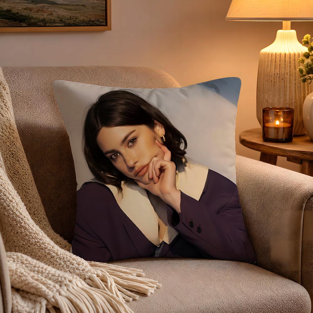 Hot Singer GGracie Abrams Pillow Case Soft Plush Cushion Cover Double Print and Invisible Zipper for Sofa Home Car Use