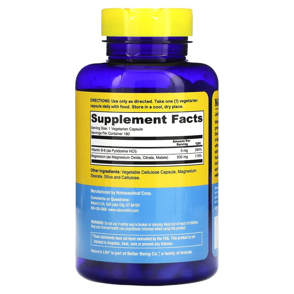 Nature's Life, Regenerated Magnesium, 500 mg, 180 Veggie Capsules