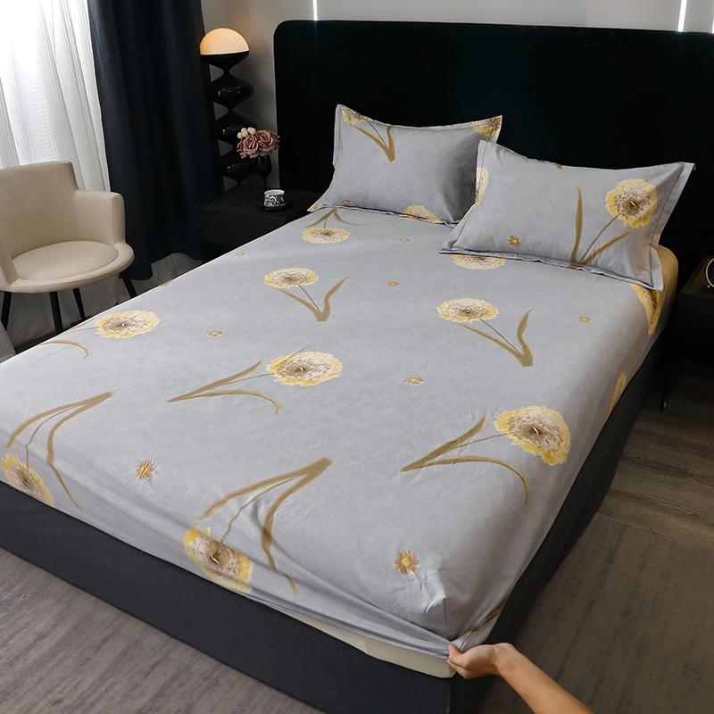 Pure Cotton Fitted Bed Sheets Geometric Bedsheet Non-slip Bed Cover Skin-friendly Bed Linen Couvre Lit (Pillowcase Need Order)