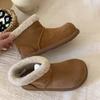 Guttega~ Ретро круглый носок уродливые милые короткие ботинки женские бархатные низкие сноубутсы теплые большие хлопковые туфли на толстой подошве пушистые ботинки