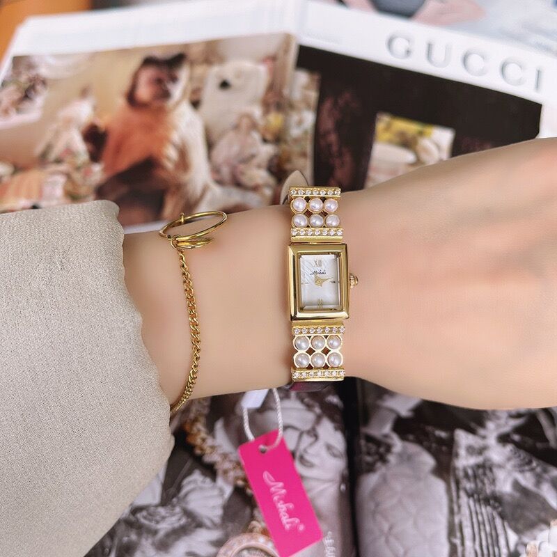 Watch Women'S Freshwater Pearl Fritillary Retro Small Square Watch Women'S Watch Square Belt Small Watch